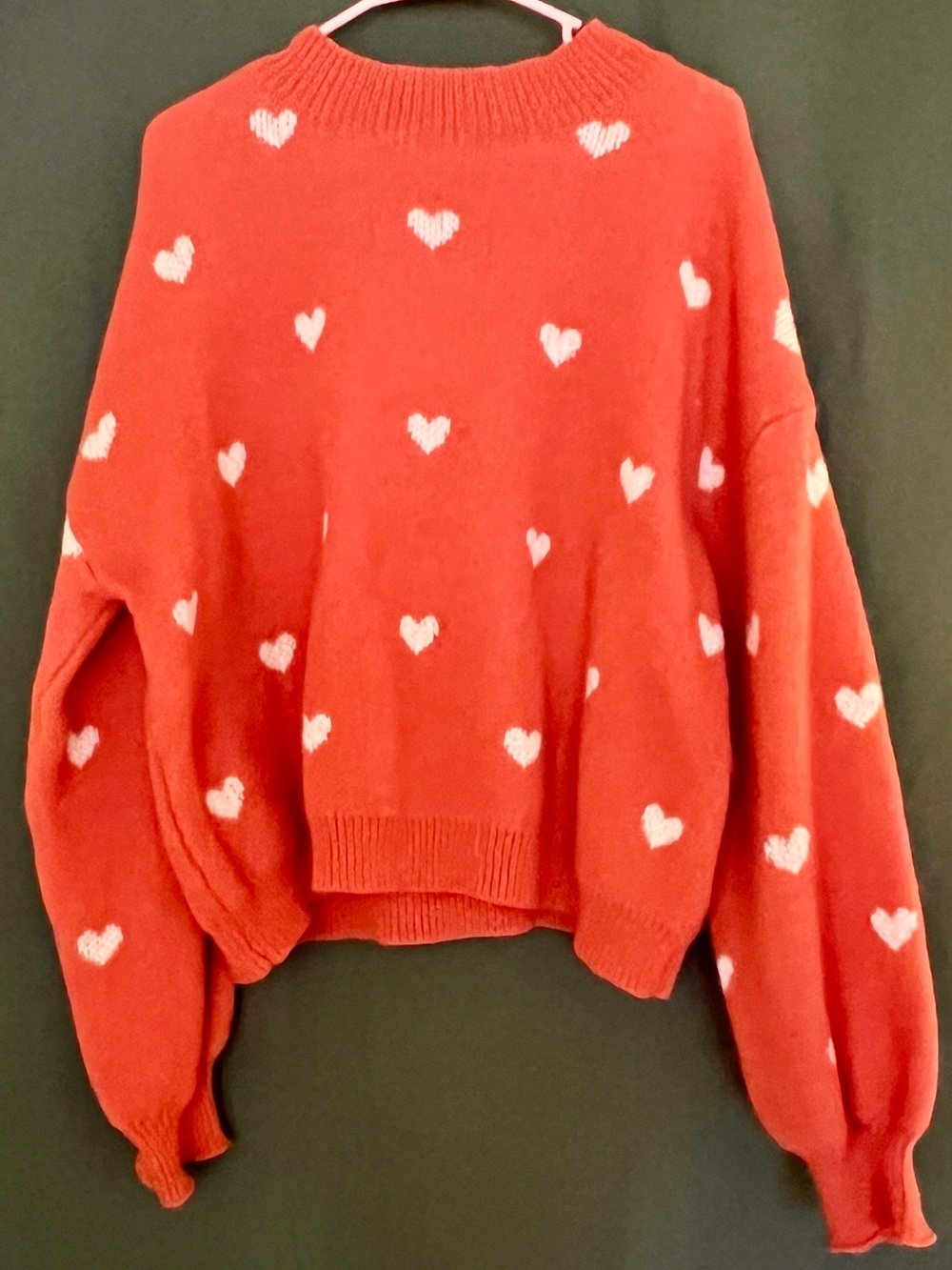 Heart Print Red Women's Sweater